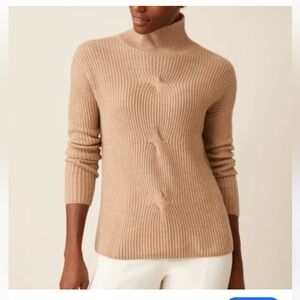 J.McLaughlin Darcy Wool Cashmere Ribbed Sweater Tan Mock Neck Medium Large